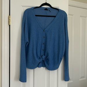 Blue front tie long sleeve
